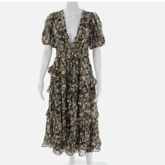 Ulla Johnson NWOT Aliya  Night Garden Floral Silk Dress US 2 - Picture 8 of 12